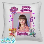 چاپ کوسن هدیه تولد سگهای نگهبان با چاپ عکس کودک کد2