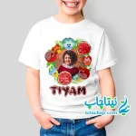 سفارش چاپ و خرید تیشرت شب یلدا دخترانه با عکس کودک شما
